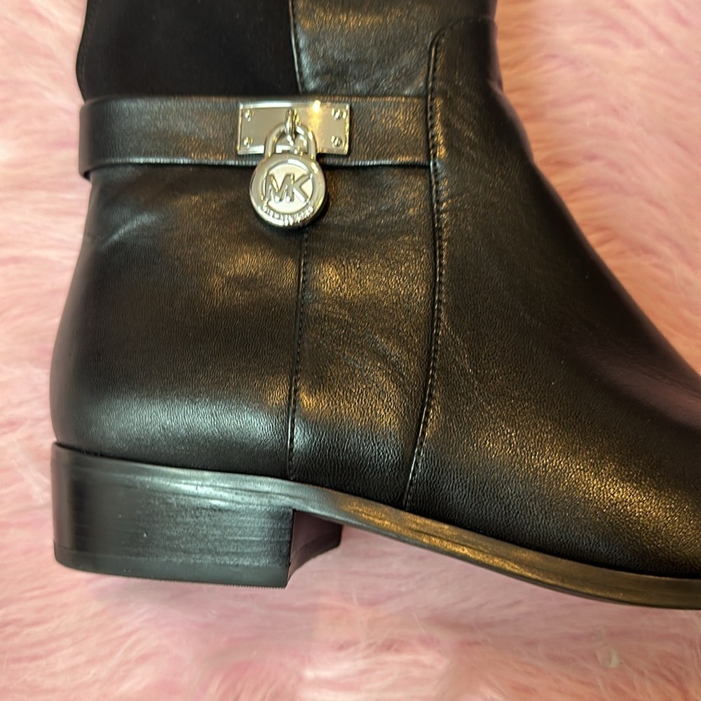 Michael Kors black leather heeled boots size 5.5 - Picture 2 of 7